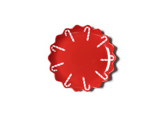 Red Candy Cane Scallop Dinner Plate