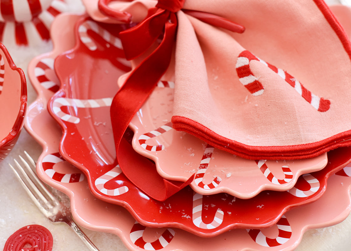Provence Candy Cane Scallop Platter