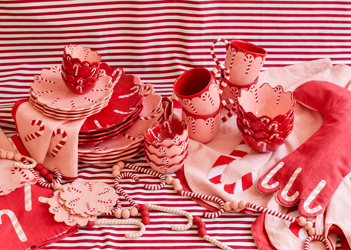 Provence Candy Cane Scallop Platter