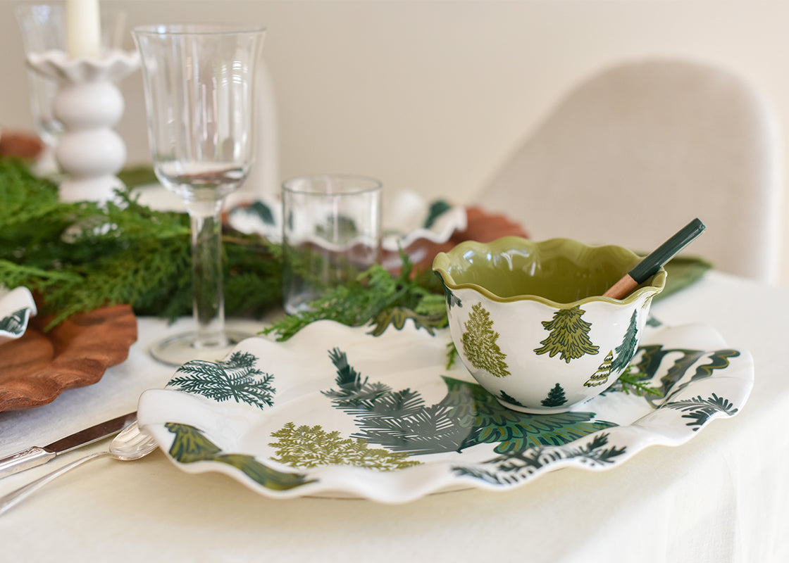 Friendly Firs Ruffle Oval Platter