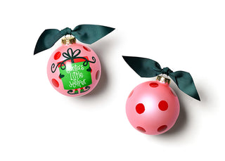 Pink Santa's Little Helper Gift Glass Ornament