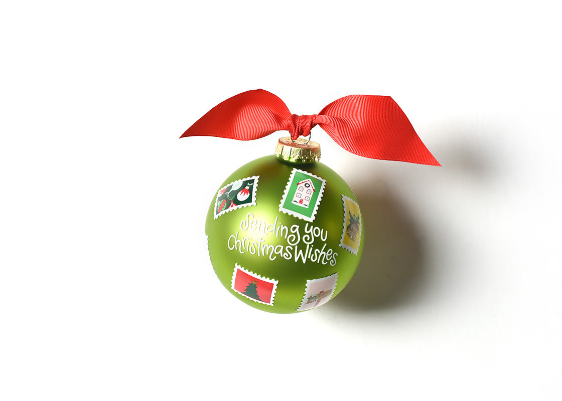 Front View of Sending You Christmas Wishes 100mm Glass Ornament