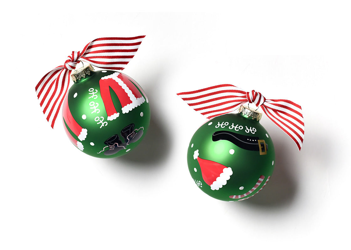 Front and Back View of Santa Starter Pack 100mm Glass Ornament