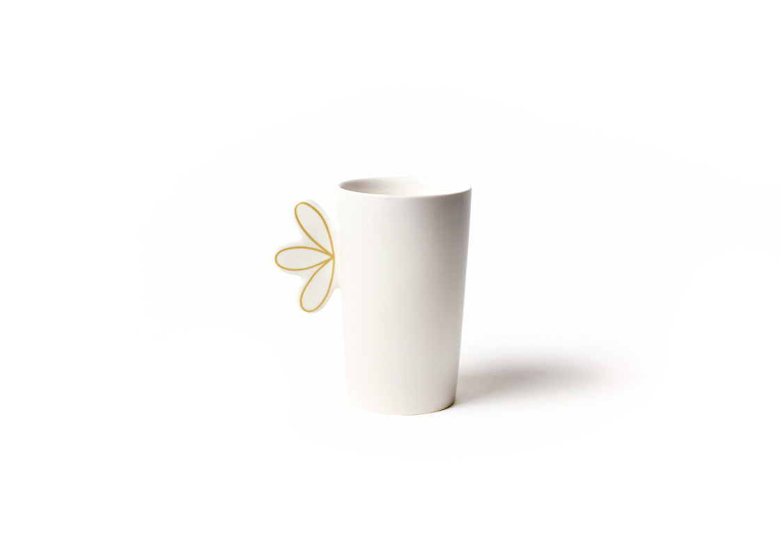 Front View of Deco Gold Scallop Mug with Unique Scallop Rest on Side