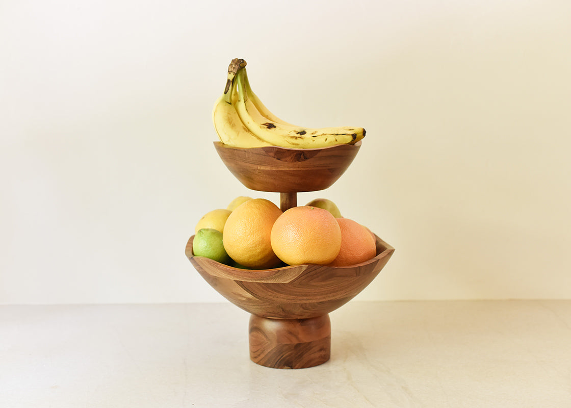 Fundamental Wood 2-Tiered Bowl