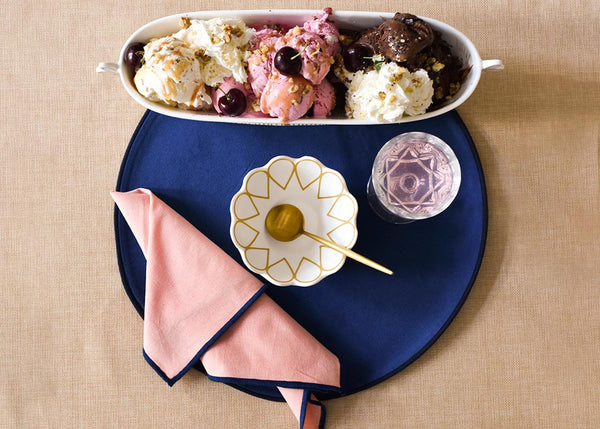 Navy Color Block Round Placemat Set of 4