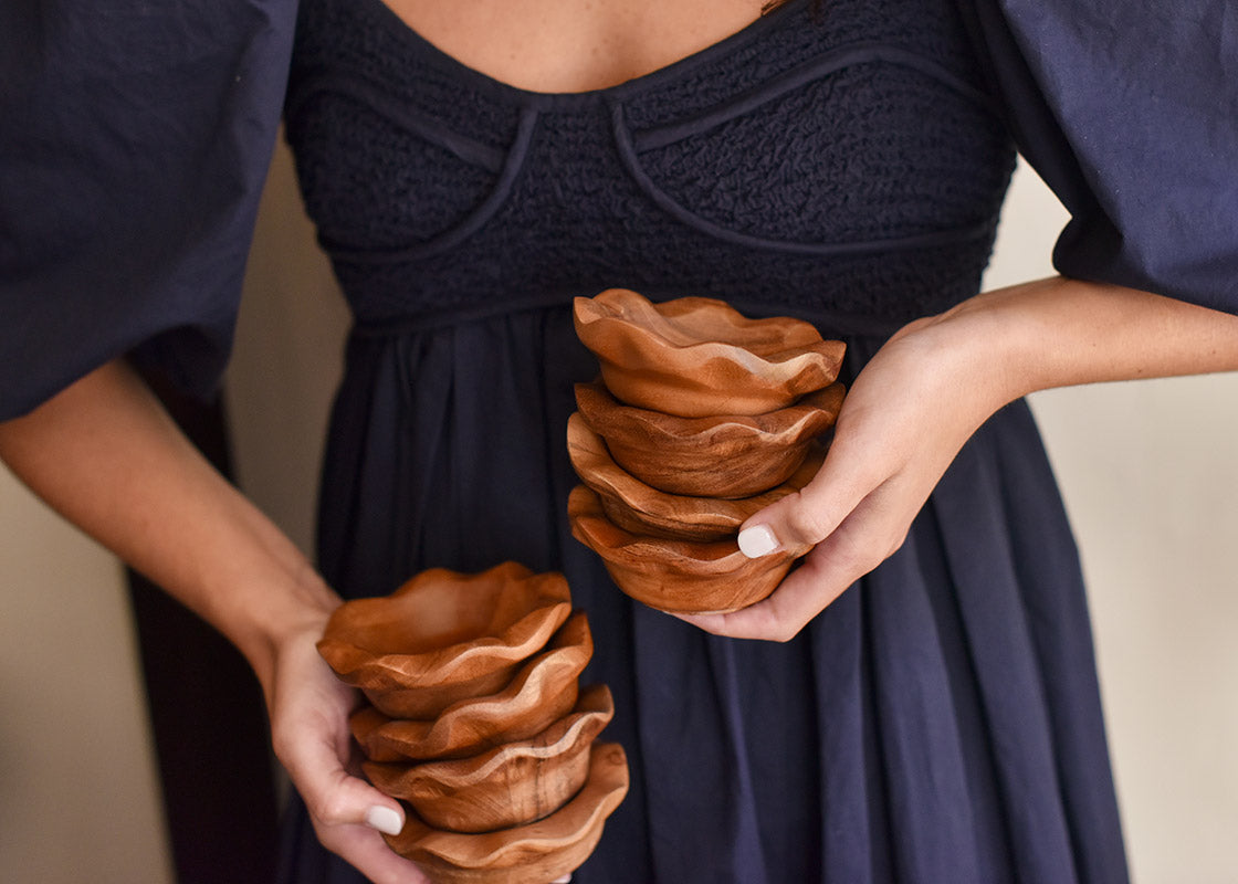 Fundamental Wood Ruffle Dipping Bowl