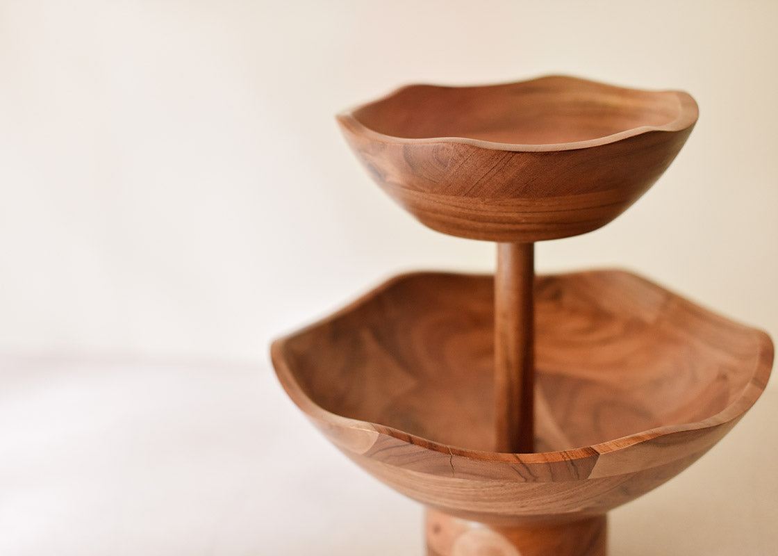 Fundamental Wood 2-Tiered Bowl