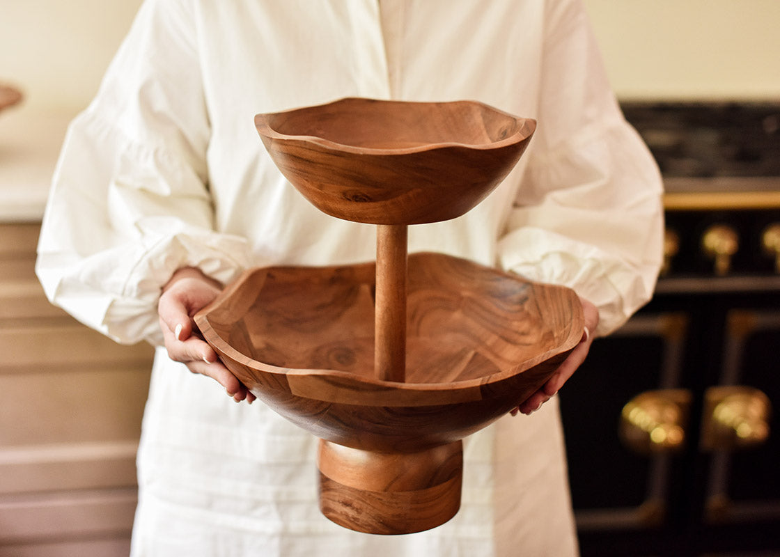 Fundamental Wood 2-Tiered Bowl