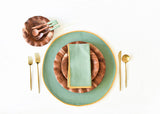 Sage and Brass Color Block Round Placemat Set of 4