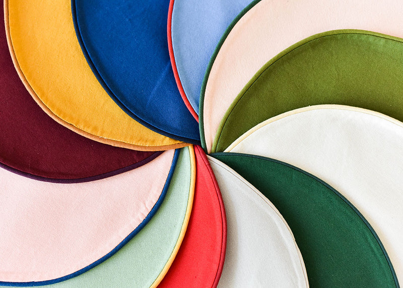 Sage and Brass Color Block Round Placemat Set of 4