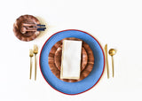 French Blue and Red Color Block Round Placemat Set of 4