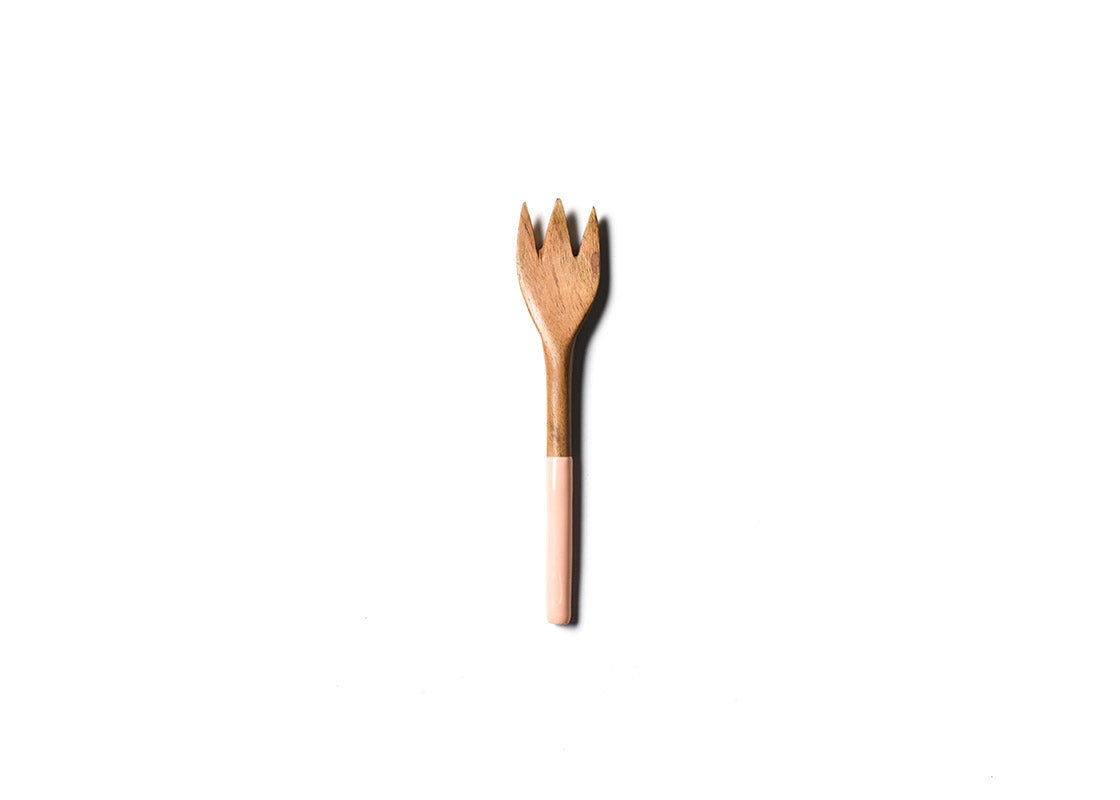 Overhead View of Blush Fundamental Wood Appetizer Fork Showcasing Colored Handle