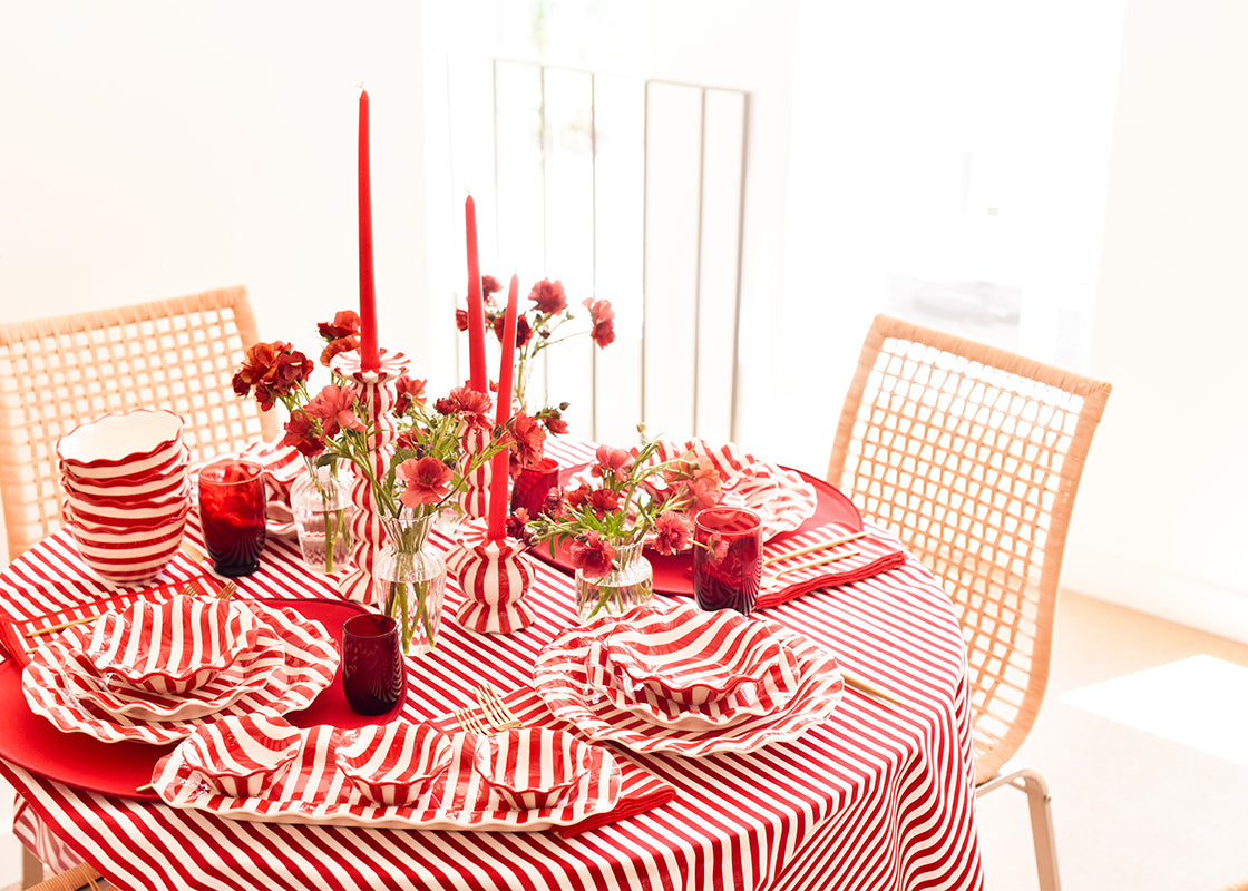 Red Stripe Ruffle Small Bowl