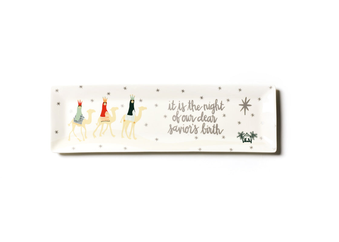 Overhead View of Fair Skin O Holy Night in Color Skinny Rectangle Tray