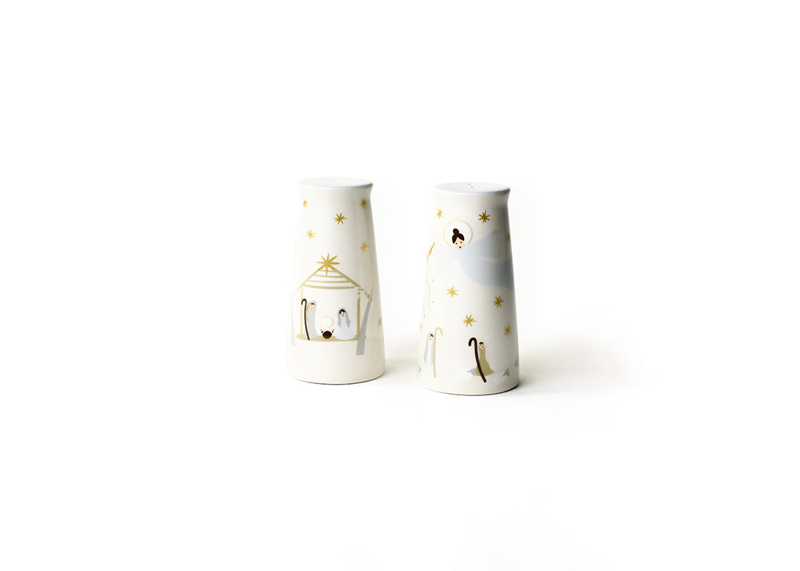 Front View of Fair Skin O Holy Night Pedestal Salt and Pepper Shaker Set