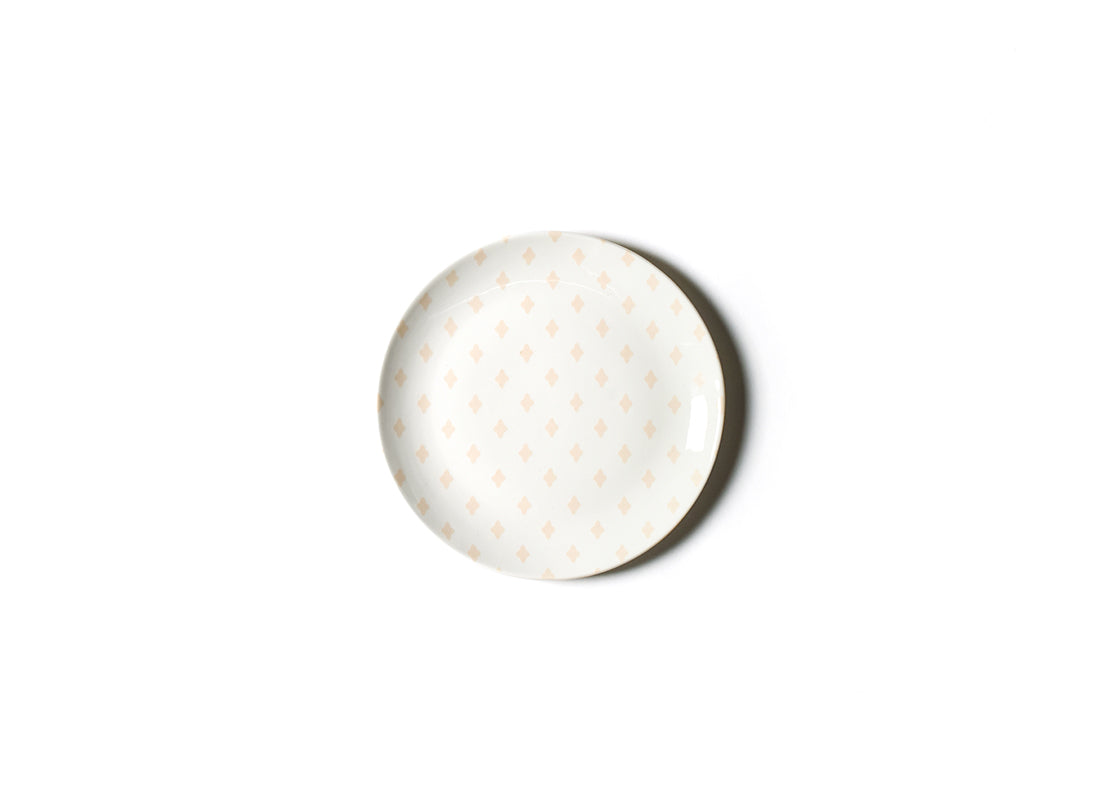 Overhead View of Quatrefoil Salad Plate Blush Showing Subtle Hand-Painted Brush Strokes