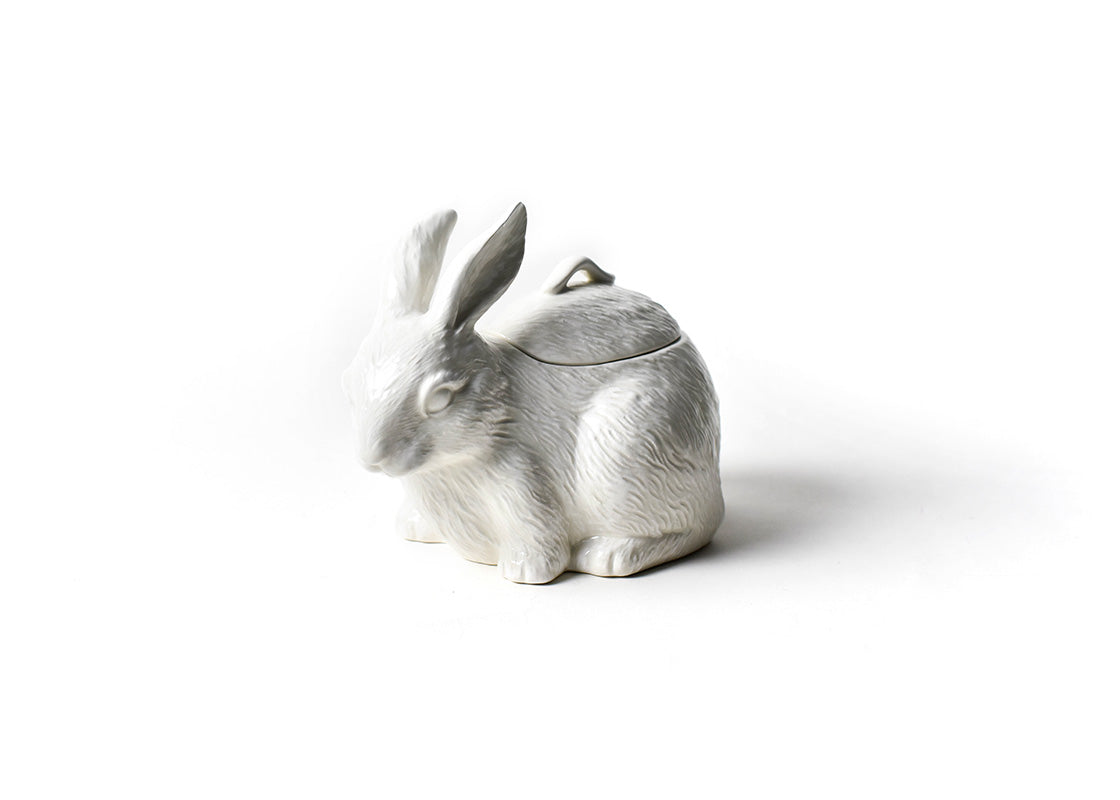 Right Side View of Rabbit Covered Bowl Showcasing Unique Sculpting and Design