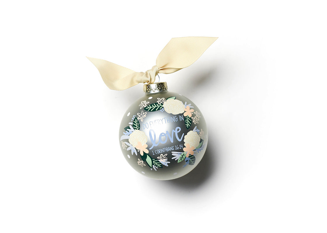 Front View of Do Everything in Love Glass Ornament