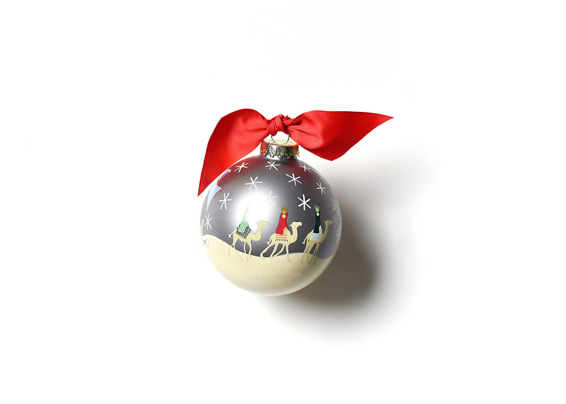 Left Side View of O Holy Night in Color 100mm Glass Ornament