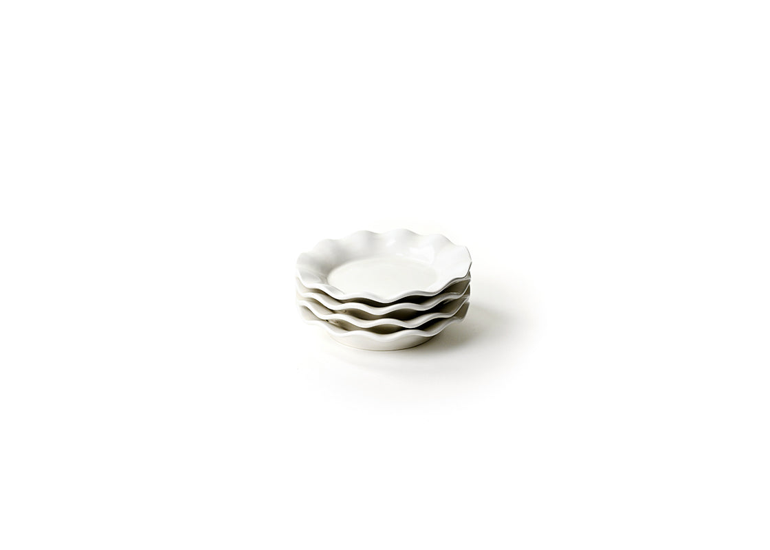 Signature White Ruffle Dessert Plates Set of 4