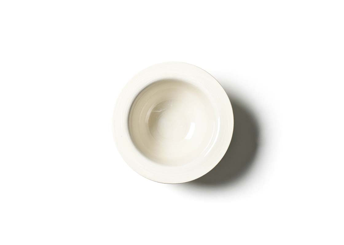 Interior view of Handcrafted Signature White Rimmed Small Bowl Showcasing Subtle Hand-Painted Brushstrokes on Inside