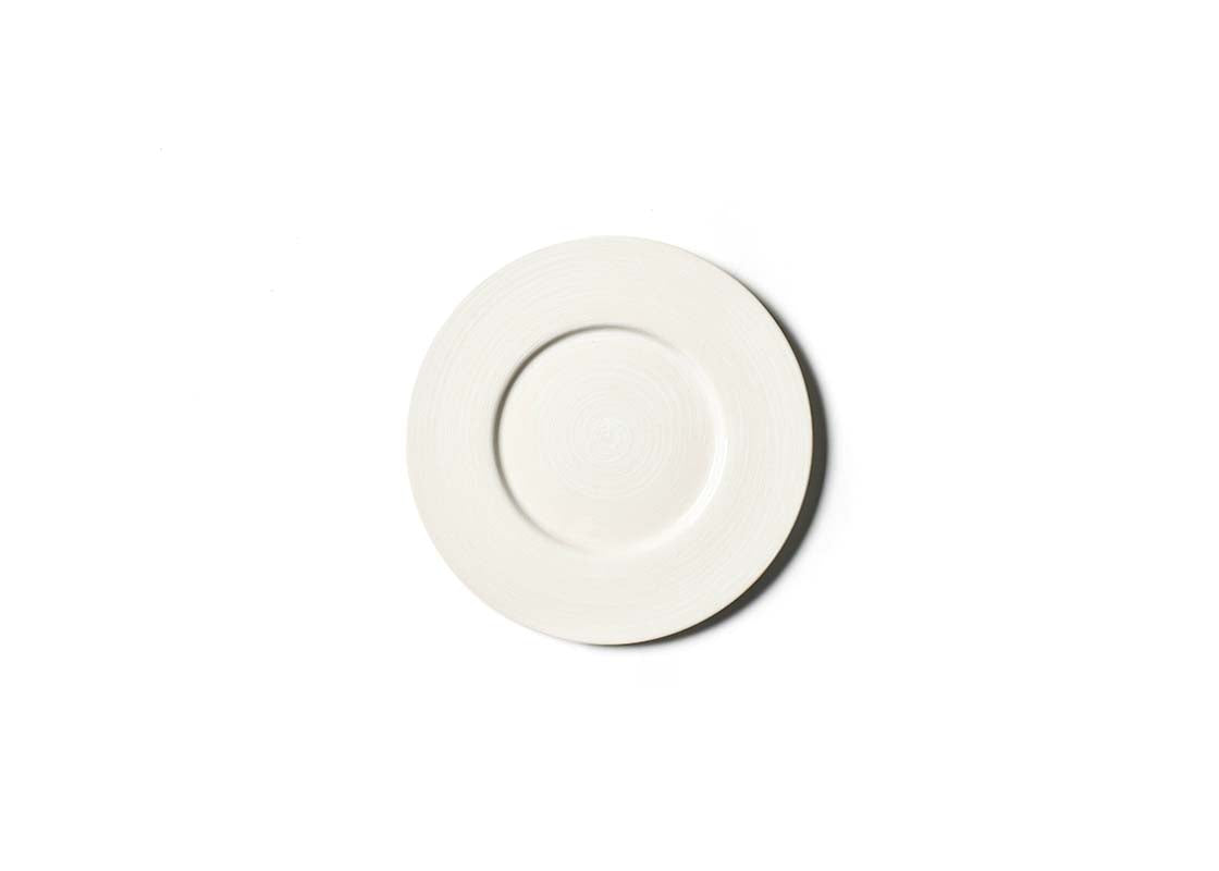 Overhead View of Signature White Rimmed Salad Plate with Oversize Rim