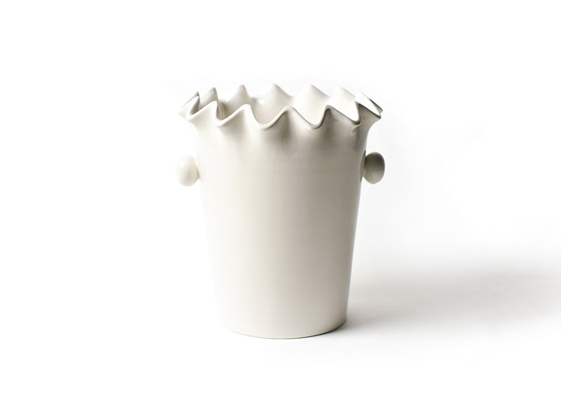 Front View of Signature White Ruffle Ice Bucket
