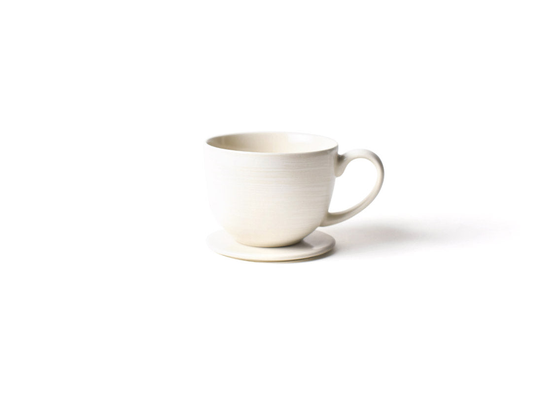 Back View of Signature White Footed Mug with Unique Flat Base