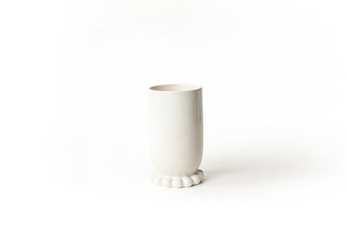 Signature White Medium Cylinder Vase with Knobbed Foot