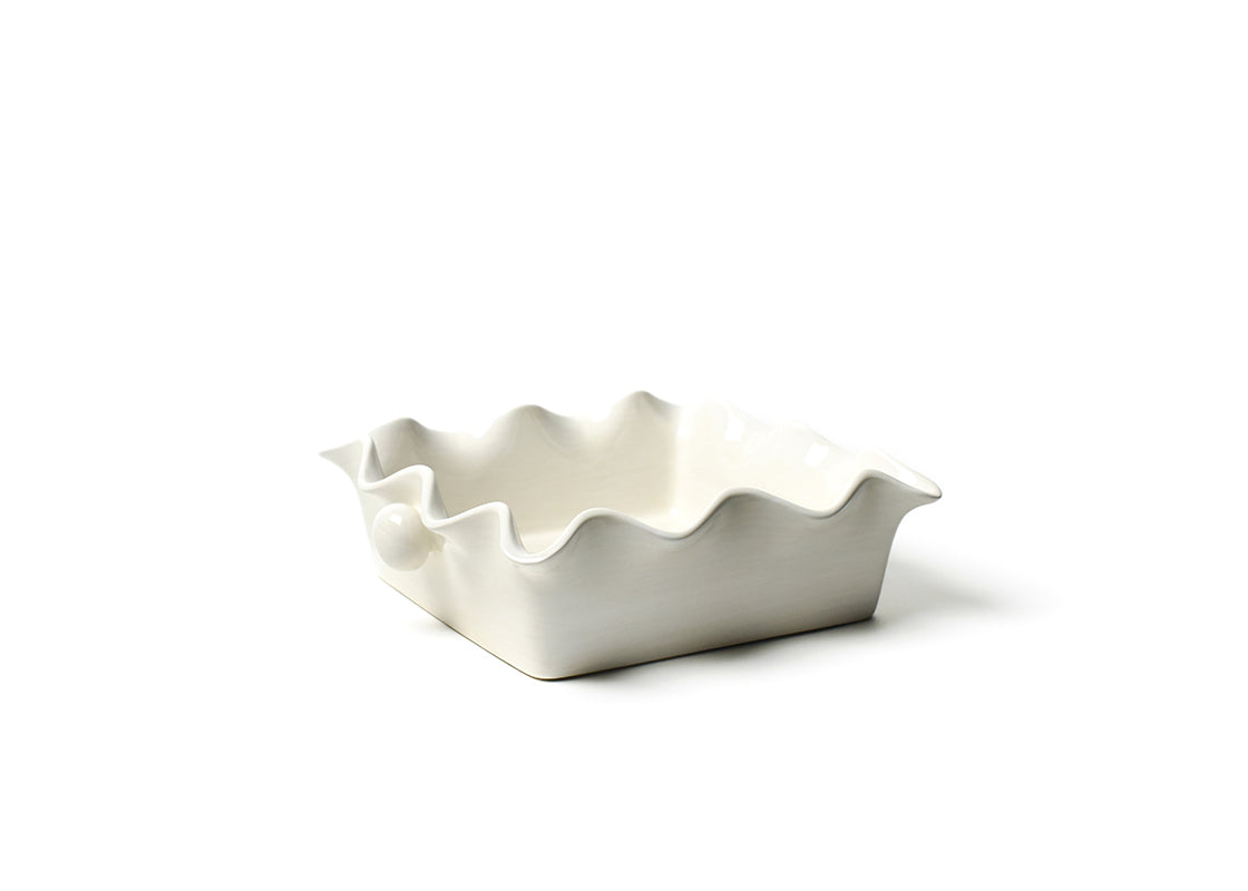 argue☆ COTTON RYOCELL WIDE SOFT FOODIE Signature White Square Ruffle Casserole Dish | Coton Colors
