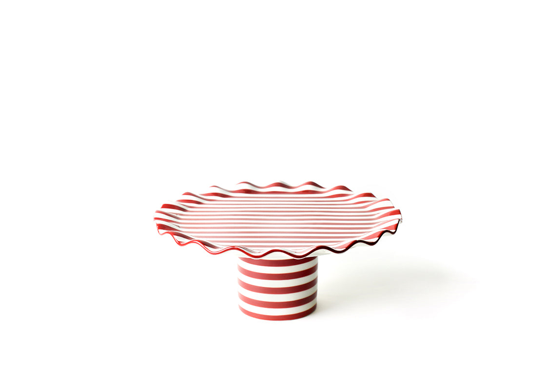 Red Stripe Small Ruffle Cake Stand