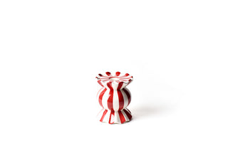 Red Stripe Small Ruffle Knob Candle Holder