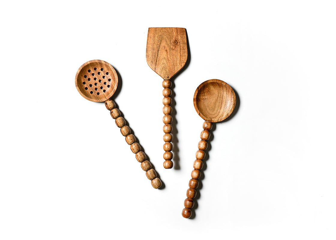 Wooden Utensils with Knobbed Handle 3 Piece Set