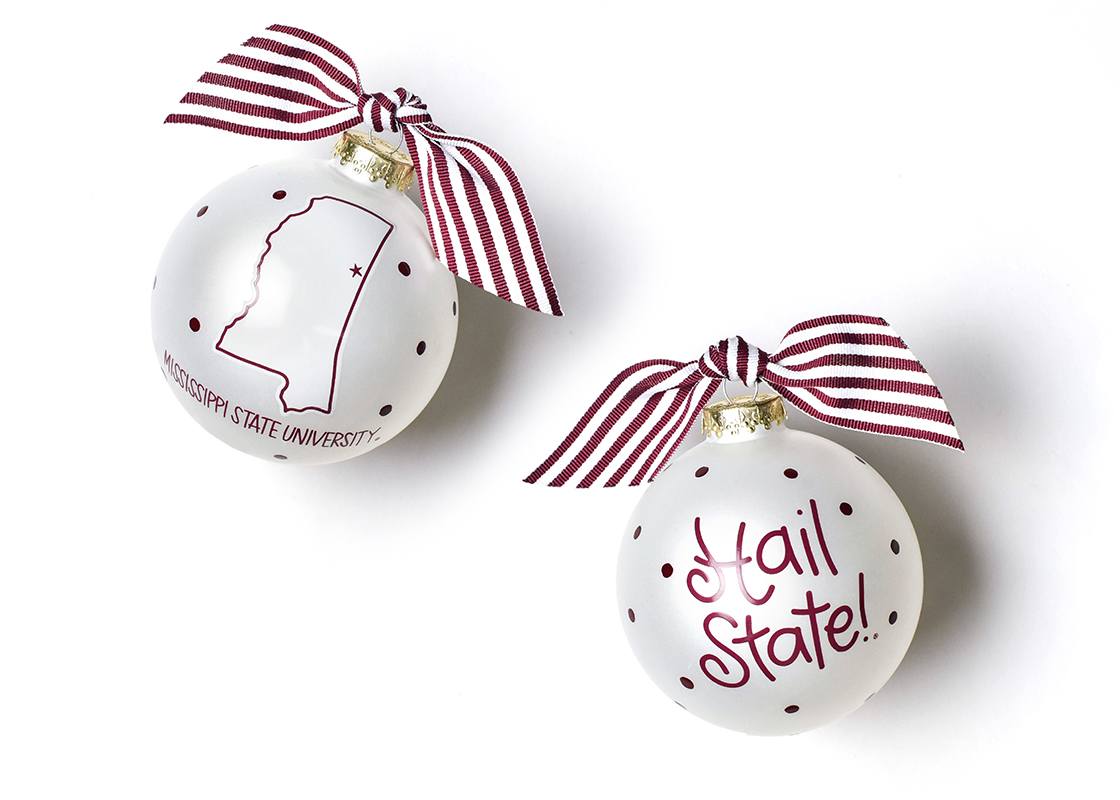 Mississippi State Glass Ornament