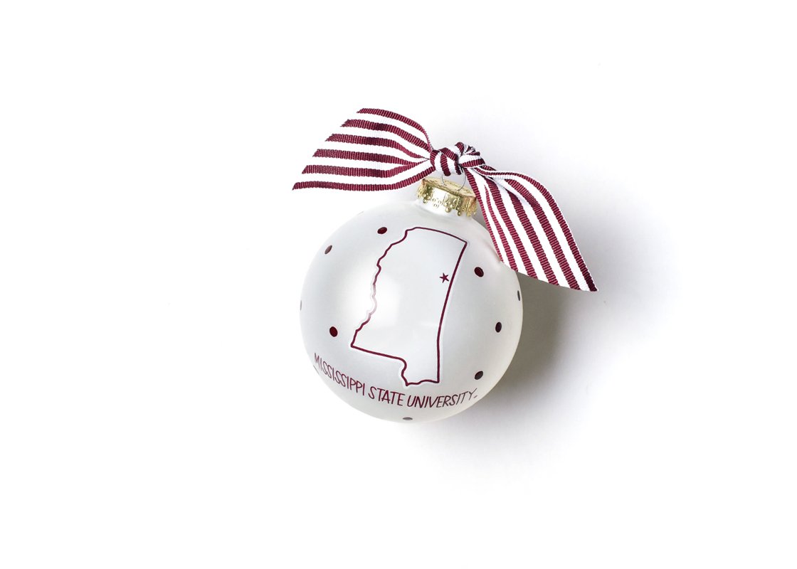 Mississippi State Glass Ornament