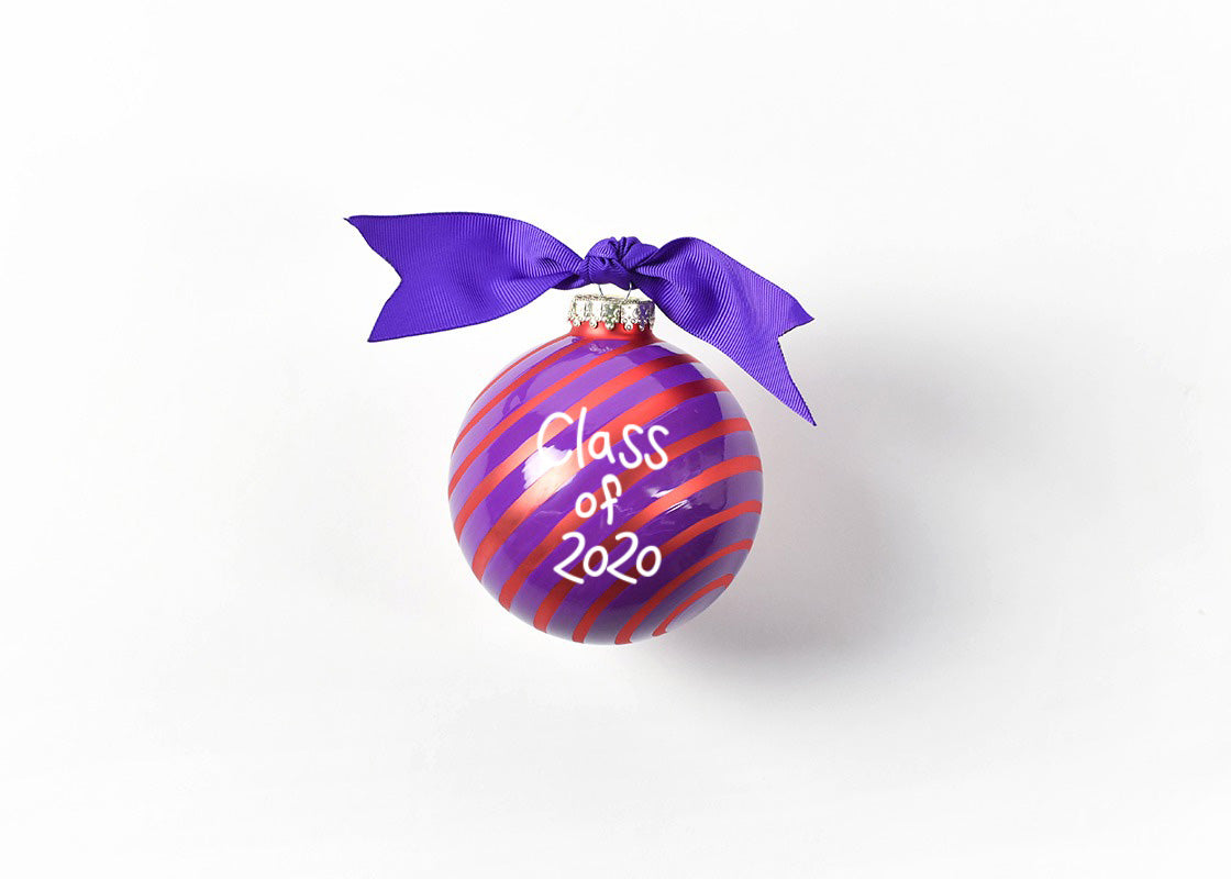 Back View of Personalized for Graduation with Class of 2020 Clemson Word Collage Glass Ornament