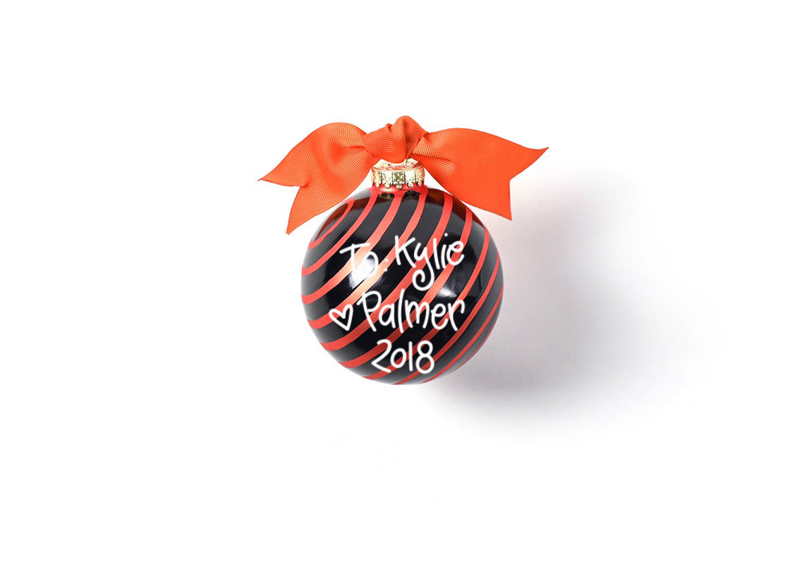 Back View of Personalized To Kylie Love Palmer 2018 Oklahoma State Word Collage Glass Ornament