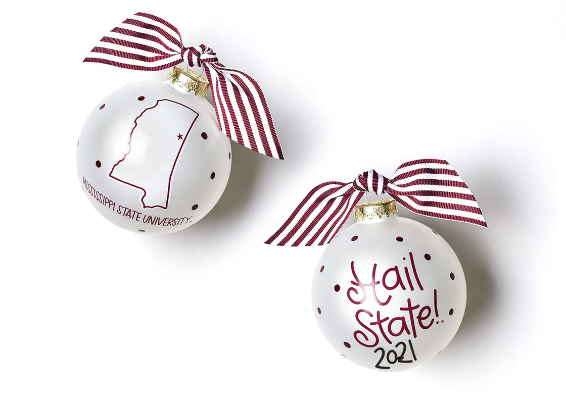 Mississippi State Glass Ornament