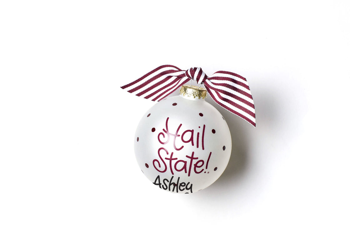 Mississippi State Glass Ornament