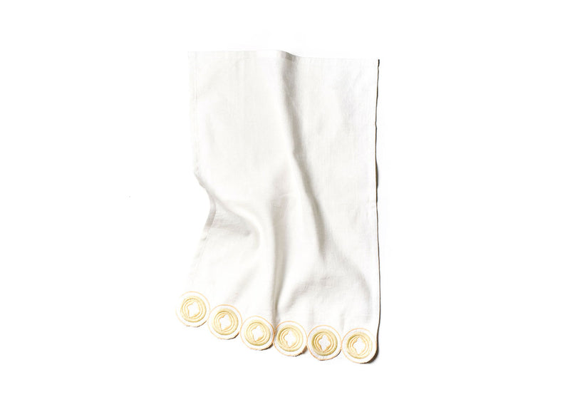Cotton Linen Blend Hand Towel with Blush Arabesque Trim at the Bottom