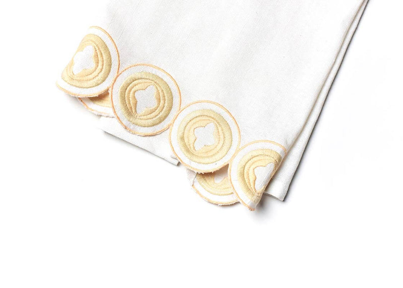 Blush Arabesque Trim Detail on Linen Blend Hand Towel