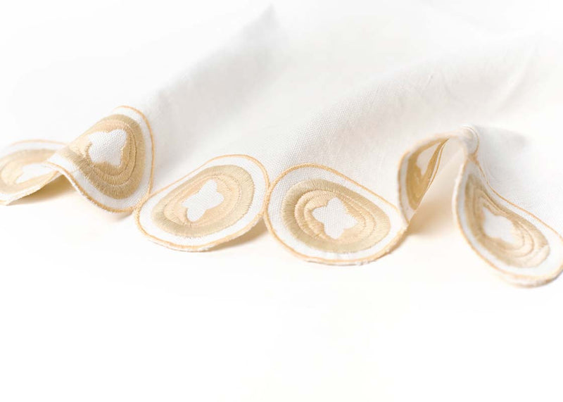 Embroidery Detail on Neutral Palette Hand Towel Blush Arabesque Trim