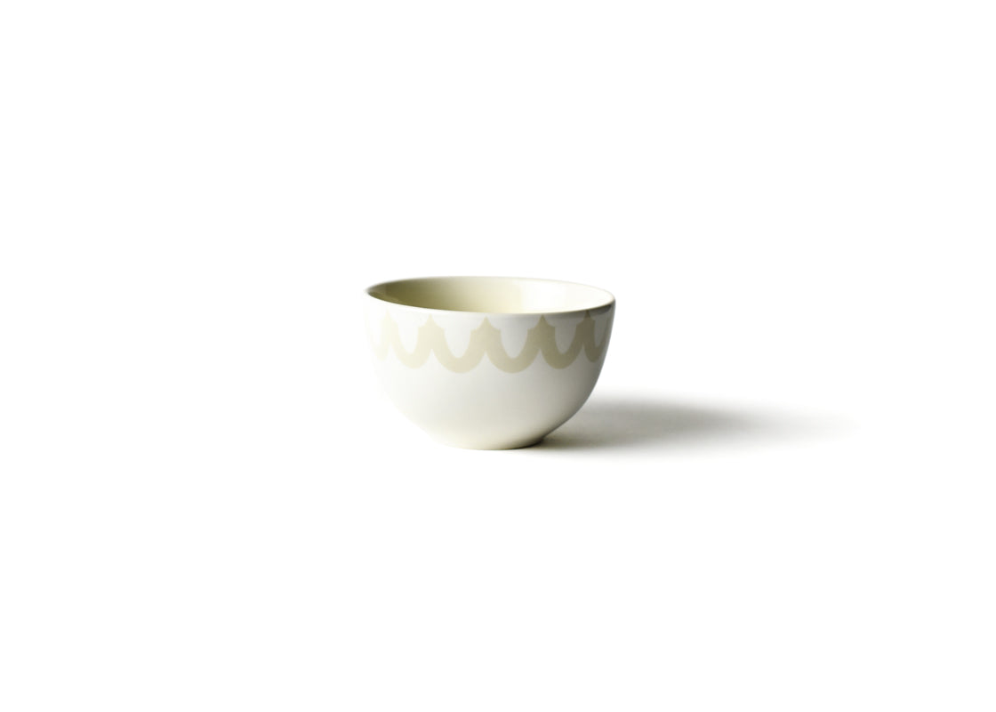 Front View of Ecru Arabesque Trim Small Bowl Showcasing Design Details on Outside