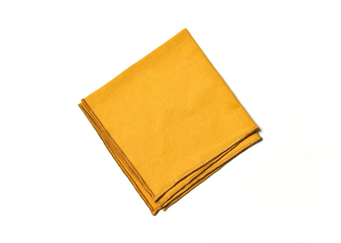 Overhead View of Folded Square Brass Color Block Napkin Showcasing Closer Look at Design Details