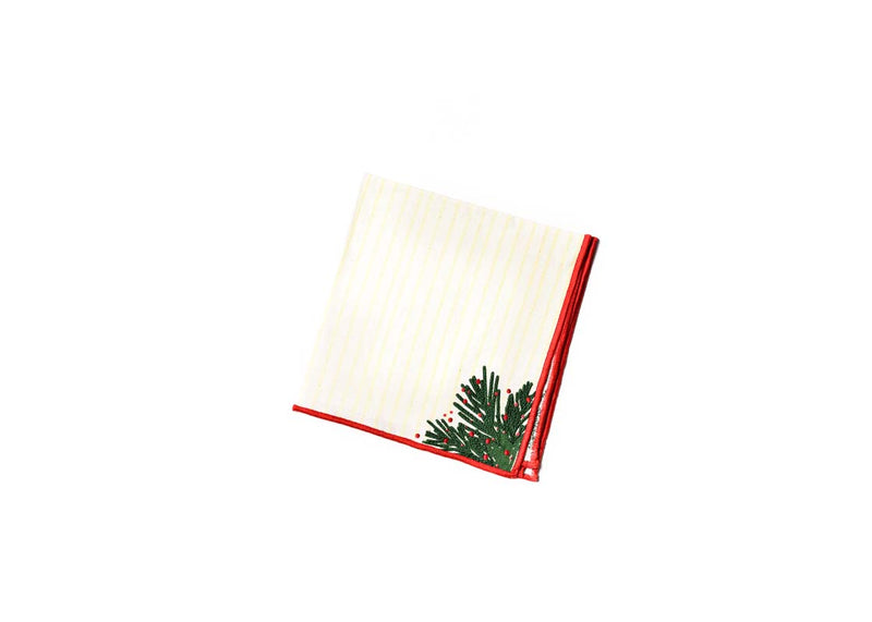 Folded Linen Napkin Balsam and Berry Design, Set of 4
