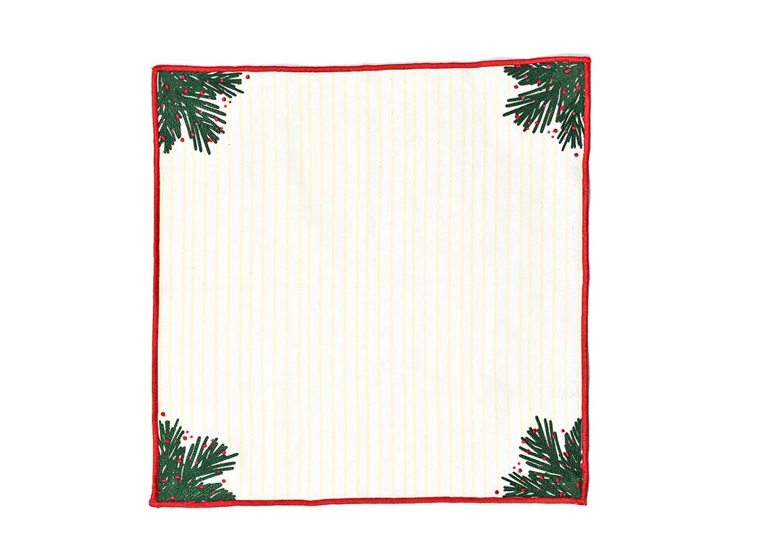 Overhead View of Unfolded Balsam Stripes Napkin Showing Complete Design