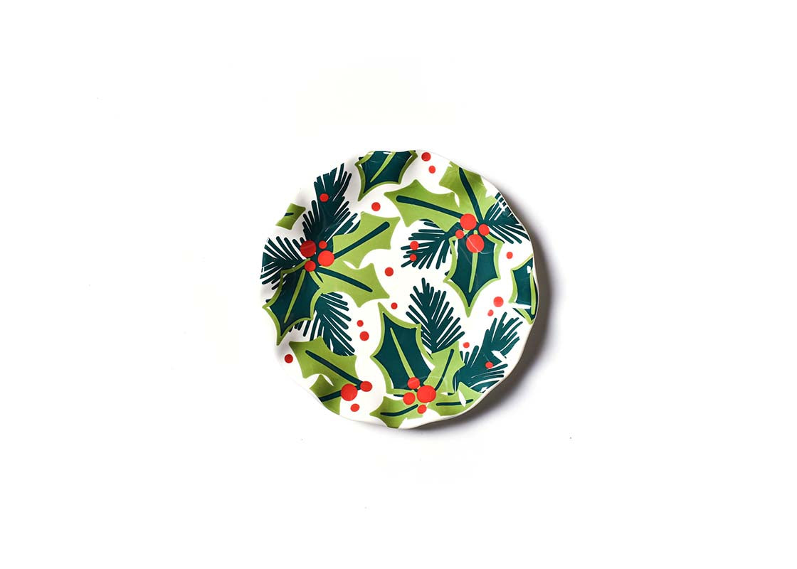 Overhead View of Holly Ruffle Salad Plate