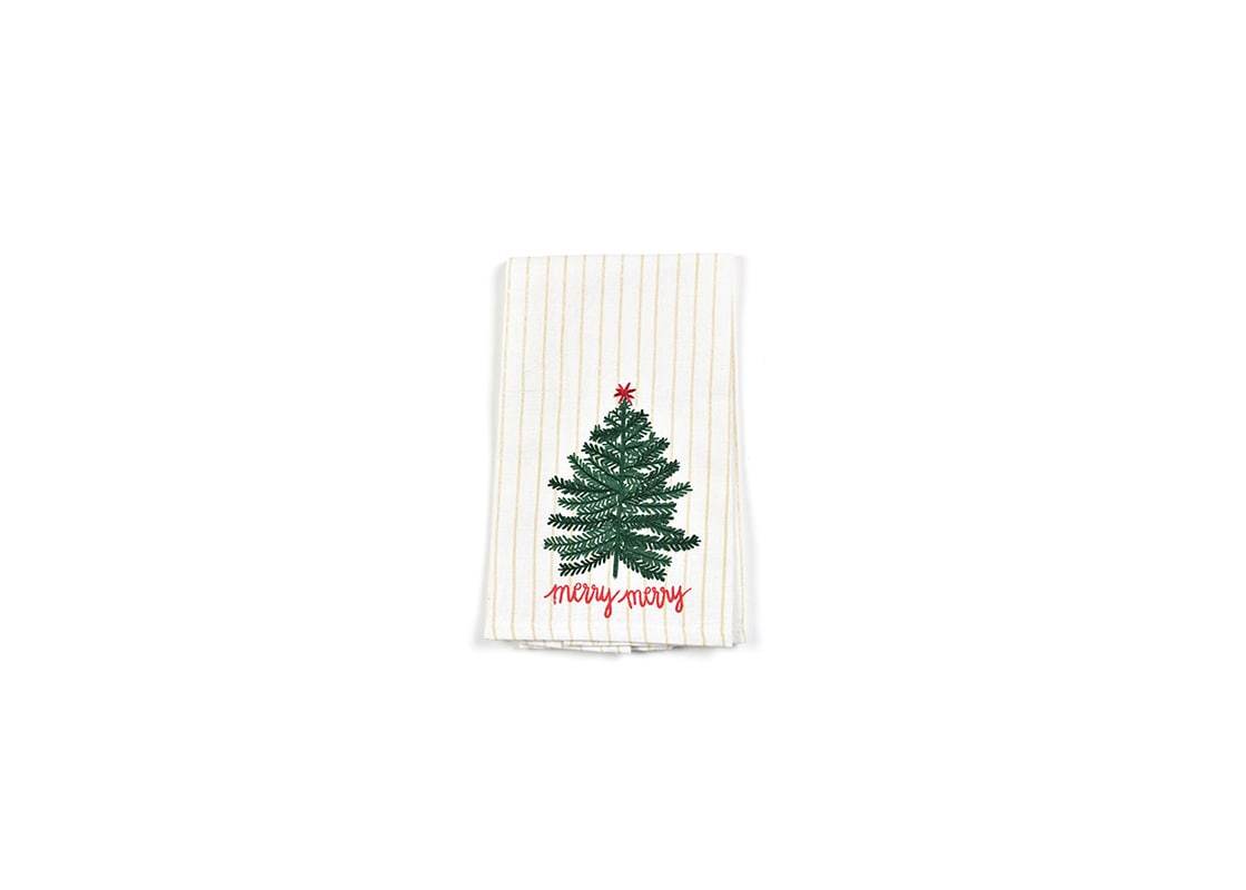 Overhead View of Balsam Tree Medium Hand Towel Showing Design when Folded