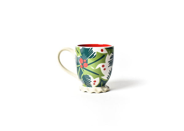 Greeen Holly and Red Berries on Balsam and Berry Design Ruffle Mug
